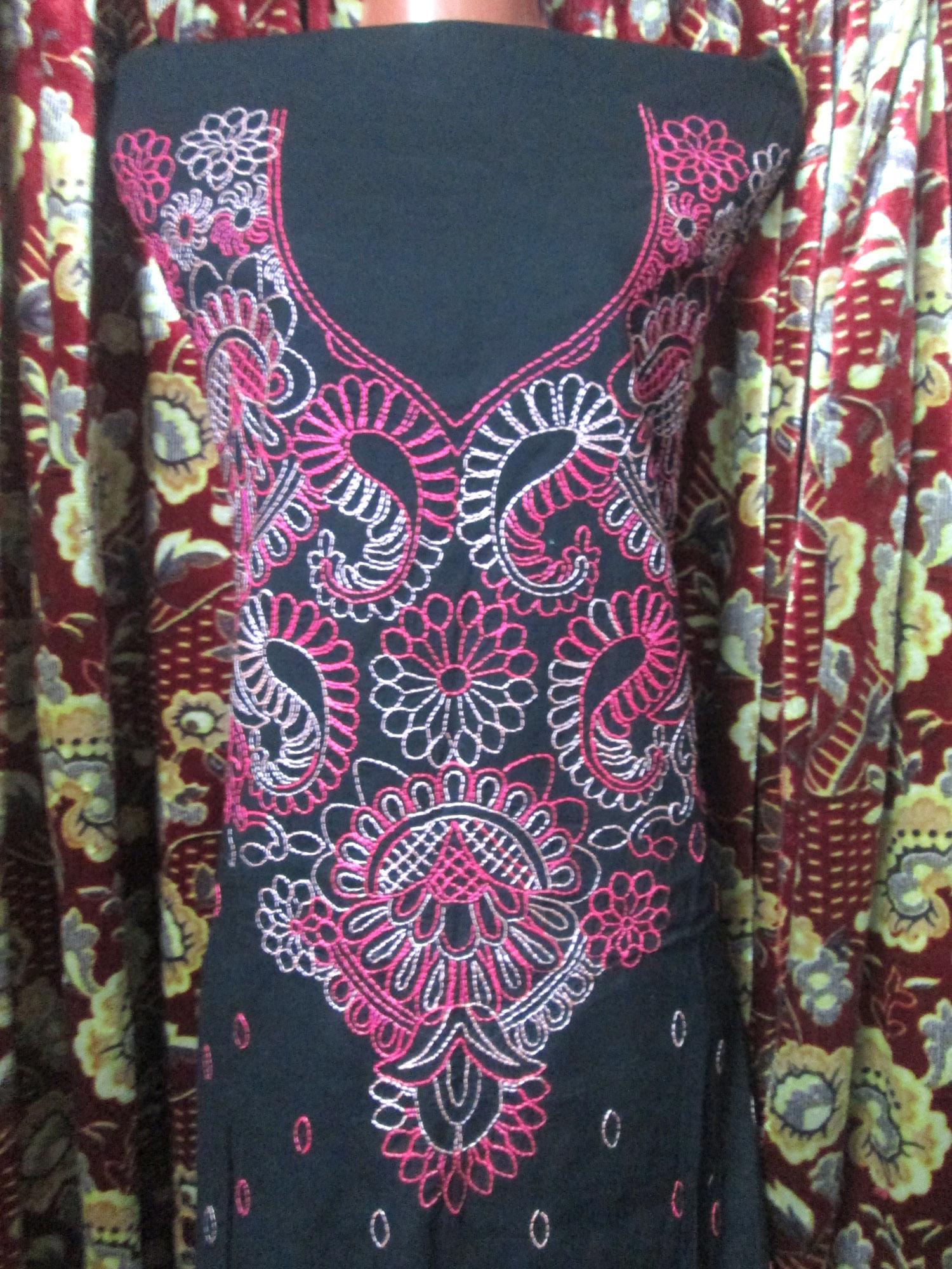 Unstitched Hand embroidery Dress Only 