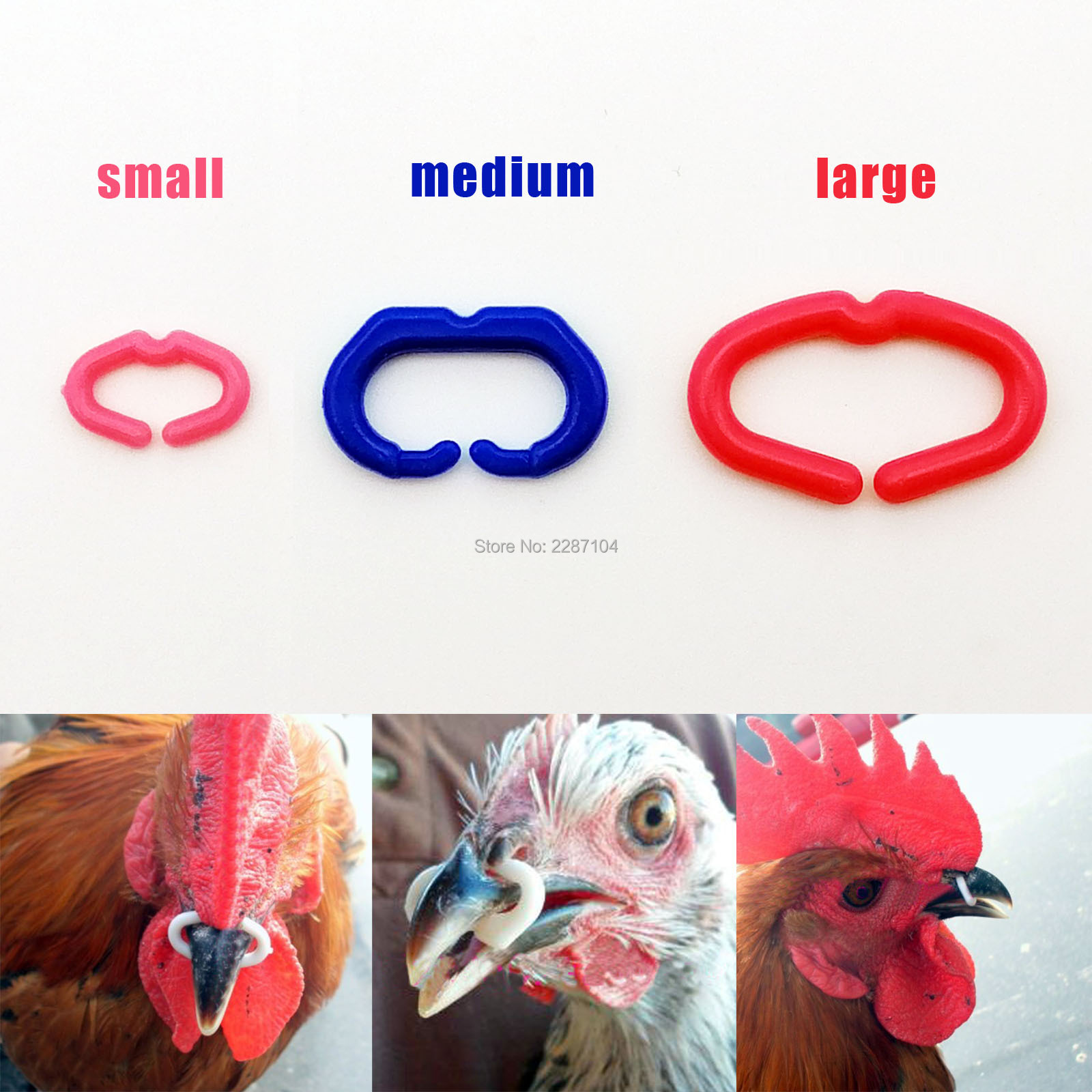 50pcs S M L size Chicken Beak Clasp Fasan Mouth Snap Ring Replace Peepers Eye Glasses Blinders Spectacles Anti-pecking Feed