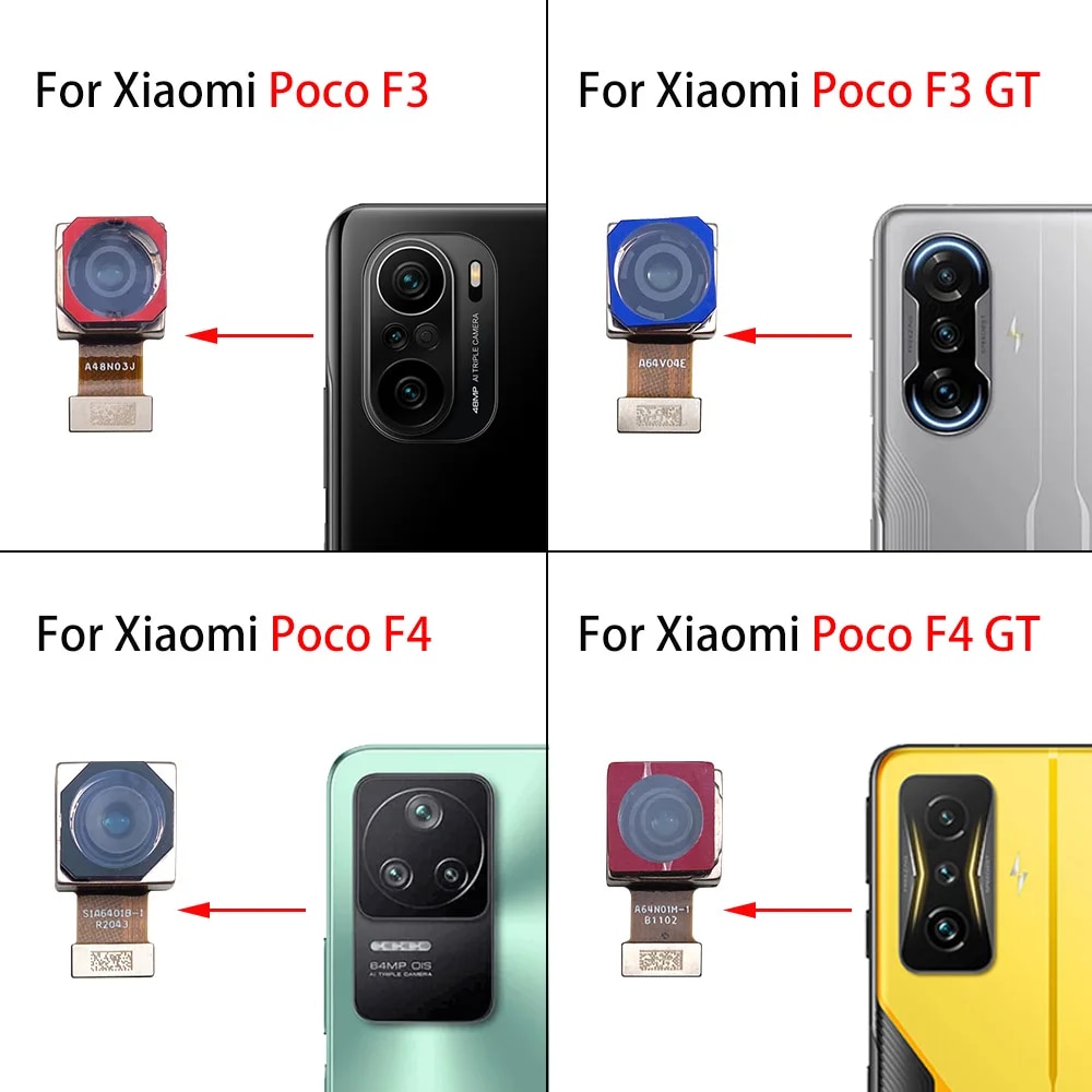 Original For Xiaomi Poco F3 F4 X3 X4 GT M3 X4 Pro Front Camera Flex With Back Rear Camera Module Flex Cable. 