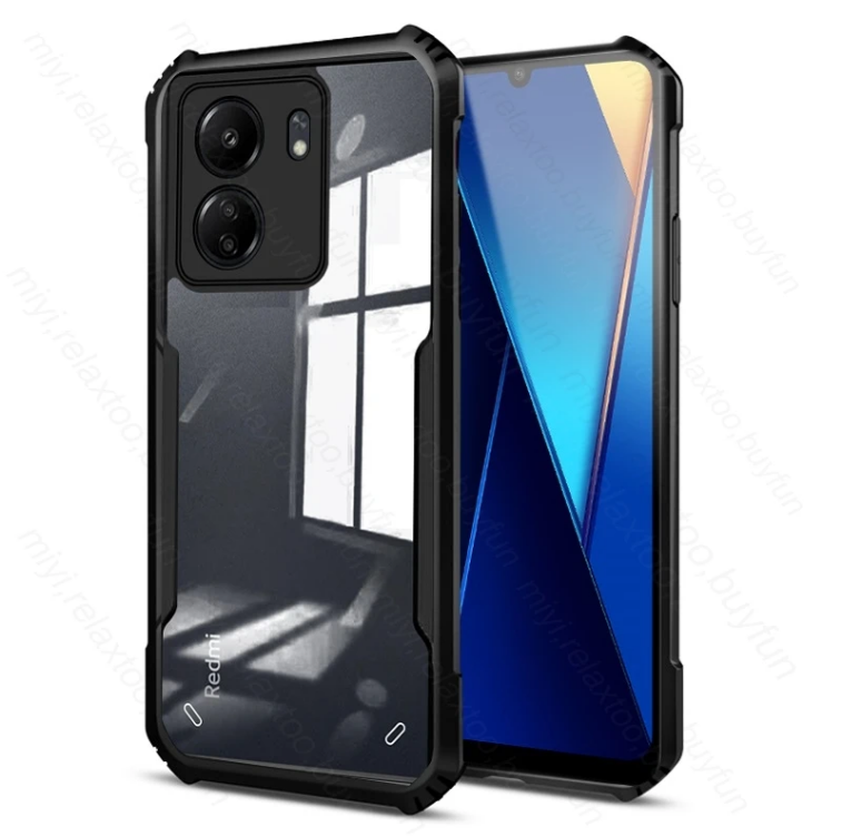 For Xiaomi Redmi 13C Case Transparent Back Cover Luxury Shockproof Bumper Protective Shell Thin Plain Clear Phone Cases Mobile Phone Back Cover Poco C65/Redmi 13c. 