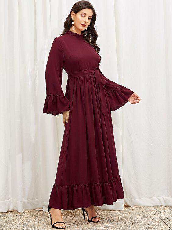 maroon long frock