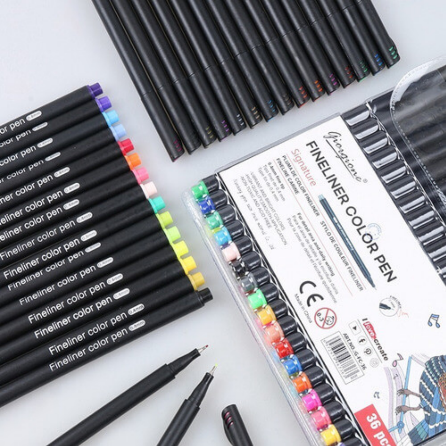 Giorgione Fineliner Pen Set 0.4mm Tip 24 Colors. 