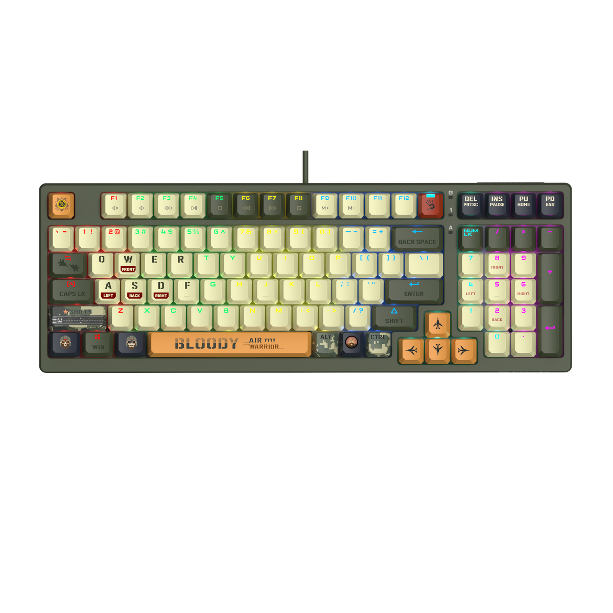 A4tech Bloody S98 Aviator Edition (Red Switch) RGB Gaming Mechanical Keyboard - 98-Key Style - Bloody BLMS Customize Mechanical Switch - Hot-Swappable. 