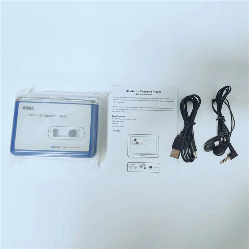 Portable Bluetooth Bluetooth Cassette Player Cassette Transmitter Player Tape Player White & Blue ABS+Metal Convert to MP3 Converter. 