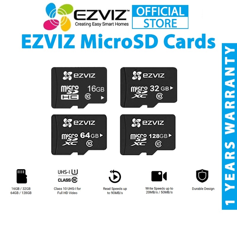 【Ready Stock+FREE Shipping+COD】Ezviz microSD Memory Card - 16GB/ 32GB/ 64GB/ 128GB Ezviz Class 10 Micro SD HC/XC Memory Card