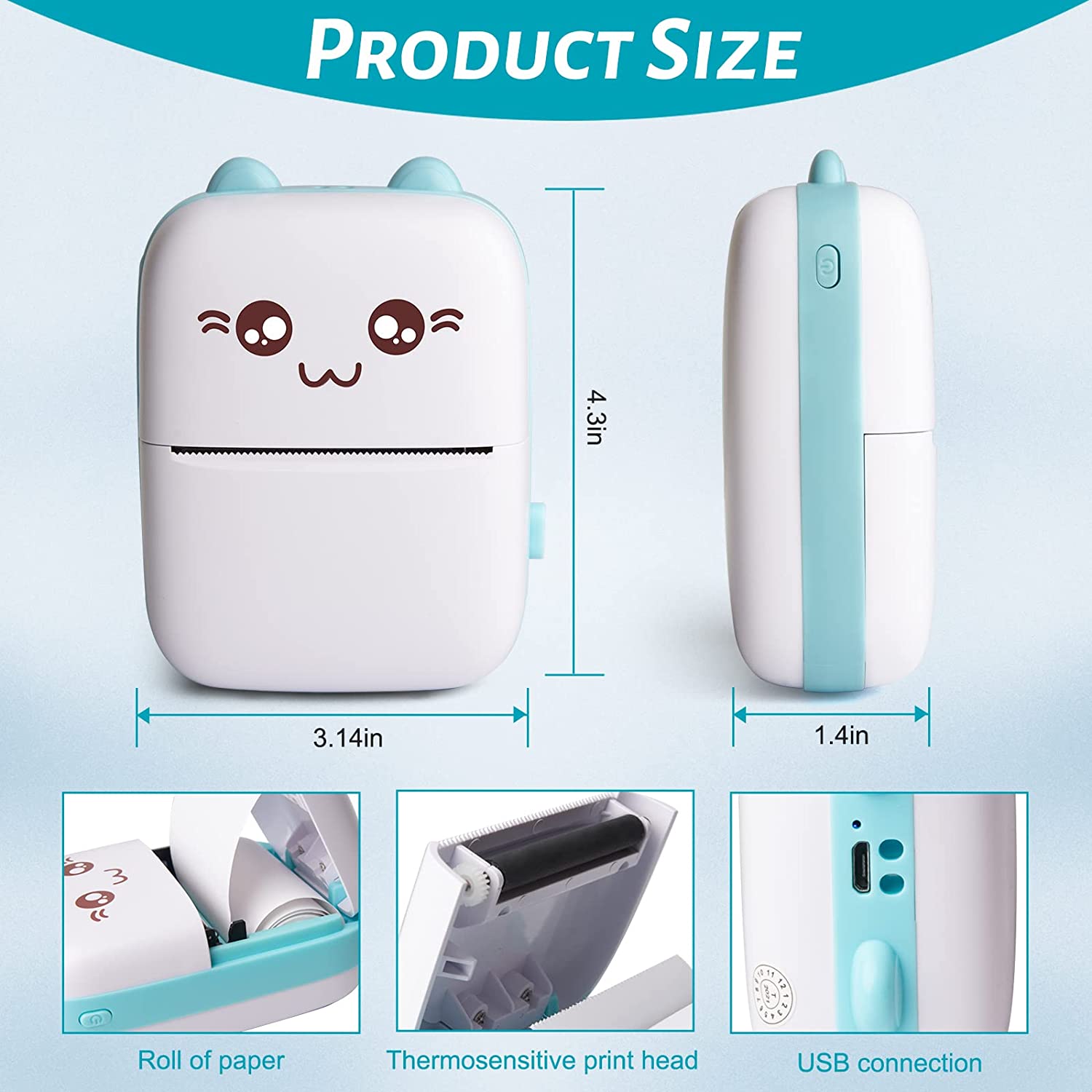 Thermal Printer - Mini Printer For Mobile - Bluetooth Wireless Label Sticker Printer - Portable Printer Photo Label Sticker Note Printer. 