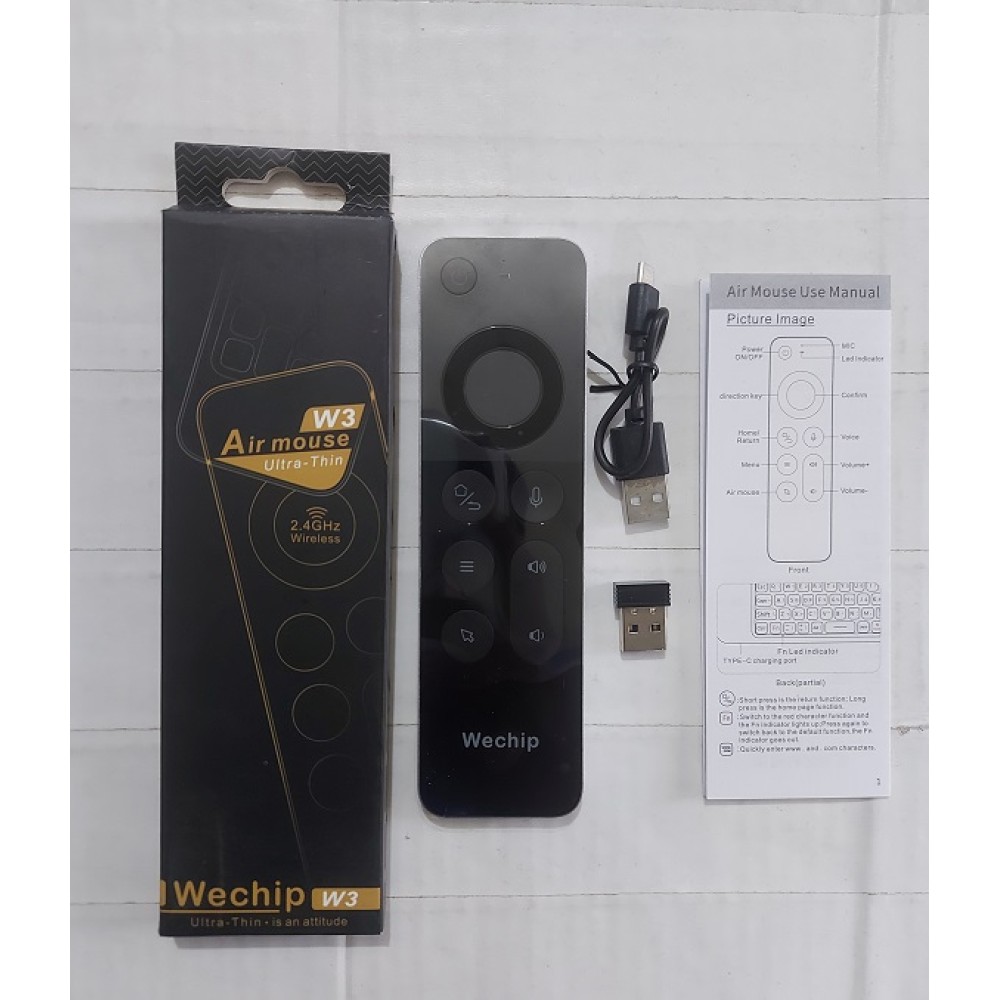 Wechip W3 Air Mouse Voice Control With Keyboard Rechargeable. 