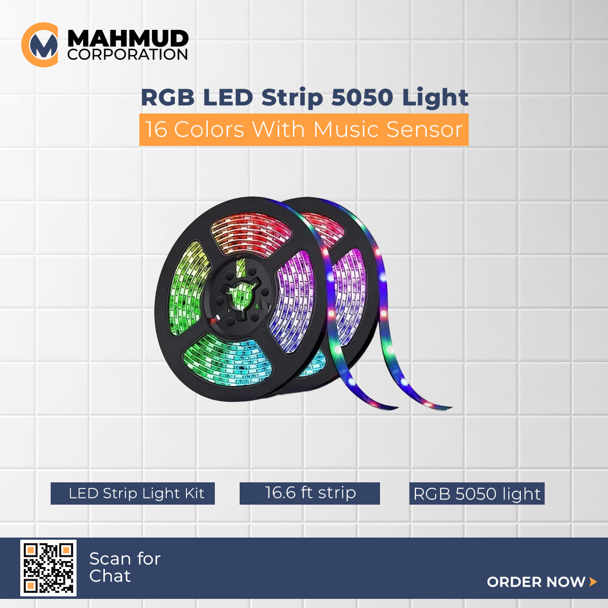 RGB LED Strip 5050 Light 16 Colors With Music Sensor. LED Strip lights - rgb light
