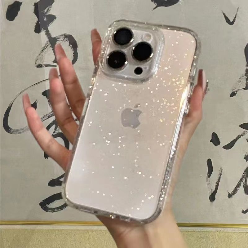 iPhone15promax glitter phone case 111213 suitable for Apple 14pro drop-proof transparent ins softshell female