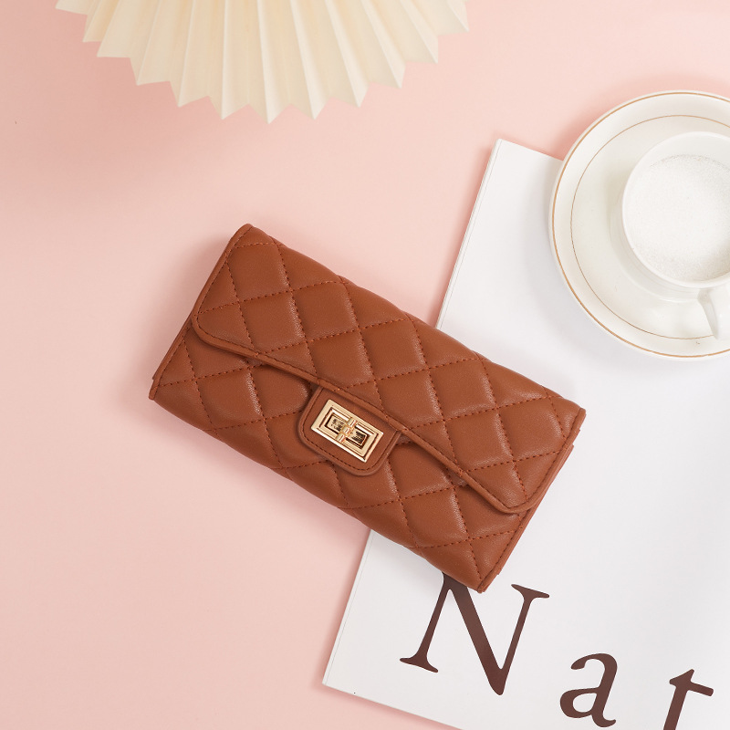 Cross-border ringe ladies wallet wholesale long tri-fold pu leather clutch bag large capacity coin purse simple card holder