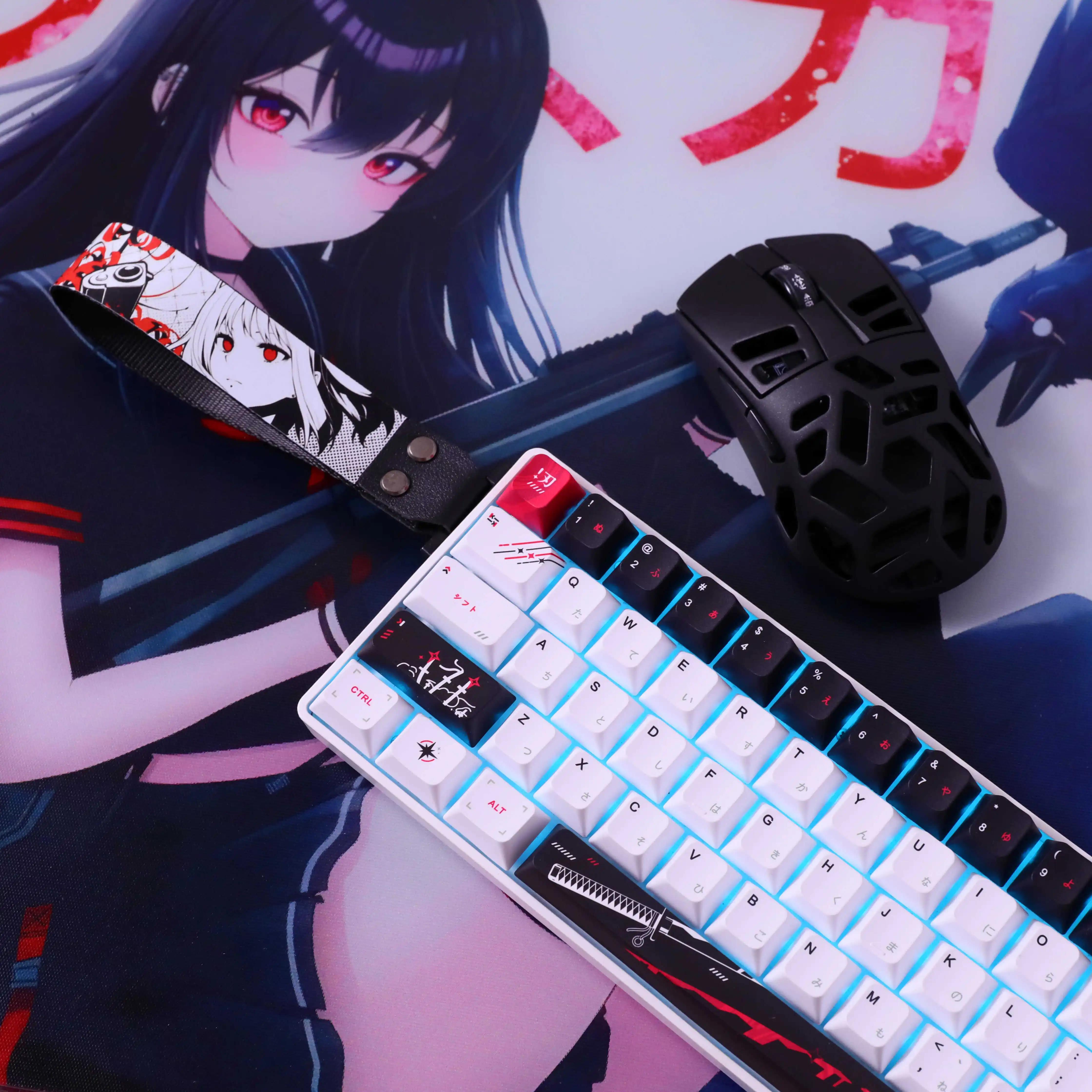 Yuki Aim Keycaps Set PBT Five-Sided Sublimation Anime Keyboard Caps Custom Cherry Profile Keycaps for Mechanical Keyboard Gift. 
