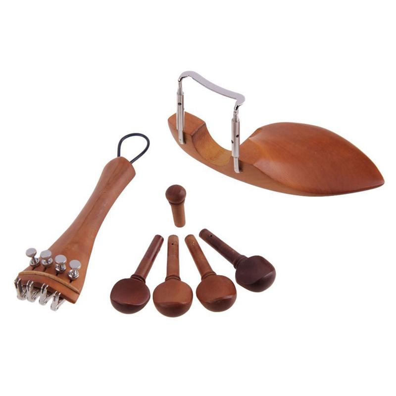 A Natural Jujube wood 4/4 violin Parts accessories Set of Fine-Tuning, Chinrest Chin Rest, Strings, Tail Nail, Tail Rope, Screw, Drawplates, Knob. 