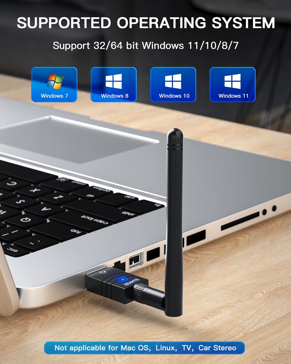 Zexmte USB Bluetooth 5.1 Adapter for PC Speaker Mouse Music Audio Receiver Transmitter Bluetooth Adapter +EDR Rotatable Antenna. 