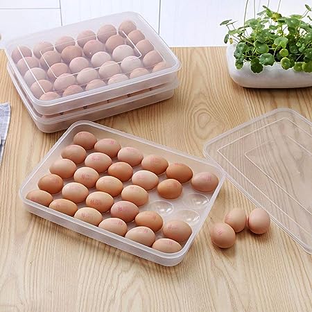 Egg Storage Box, Portable Refrigerator Eggs Box, Transparent Egg Box, Plastic Egg Case, Non Slip Eggs Container, Fresh-Keeping Eggs Rack, for Storage Carrying Packing Eggs 34 Grid