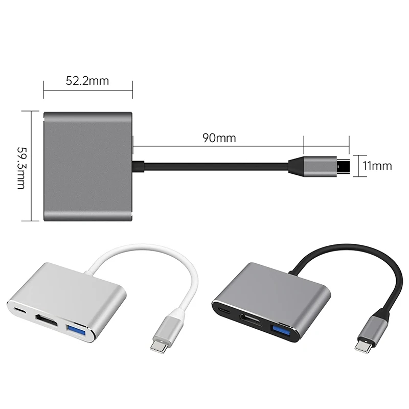 3 IN 1 3.0 USB Multi-function HUB For Samsung Galaxy S23 S22 Ultra Type-C To HDMI Adapter A54 A34 A53 Note 20 10 5G OTG Adapter. 