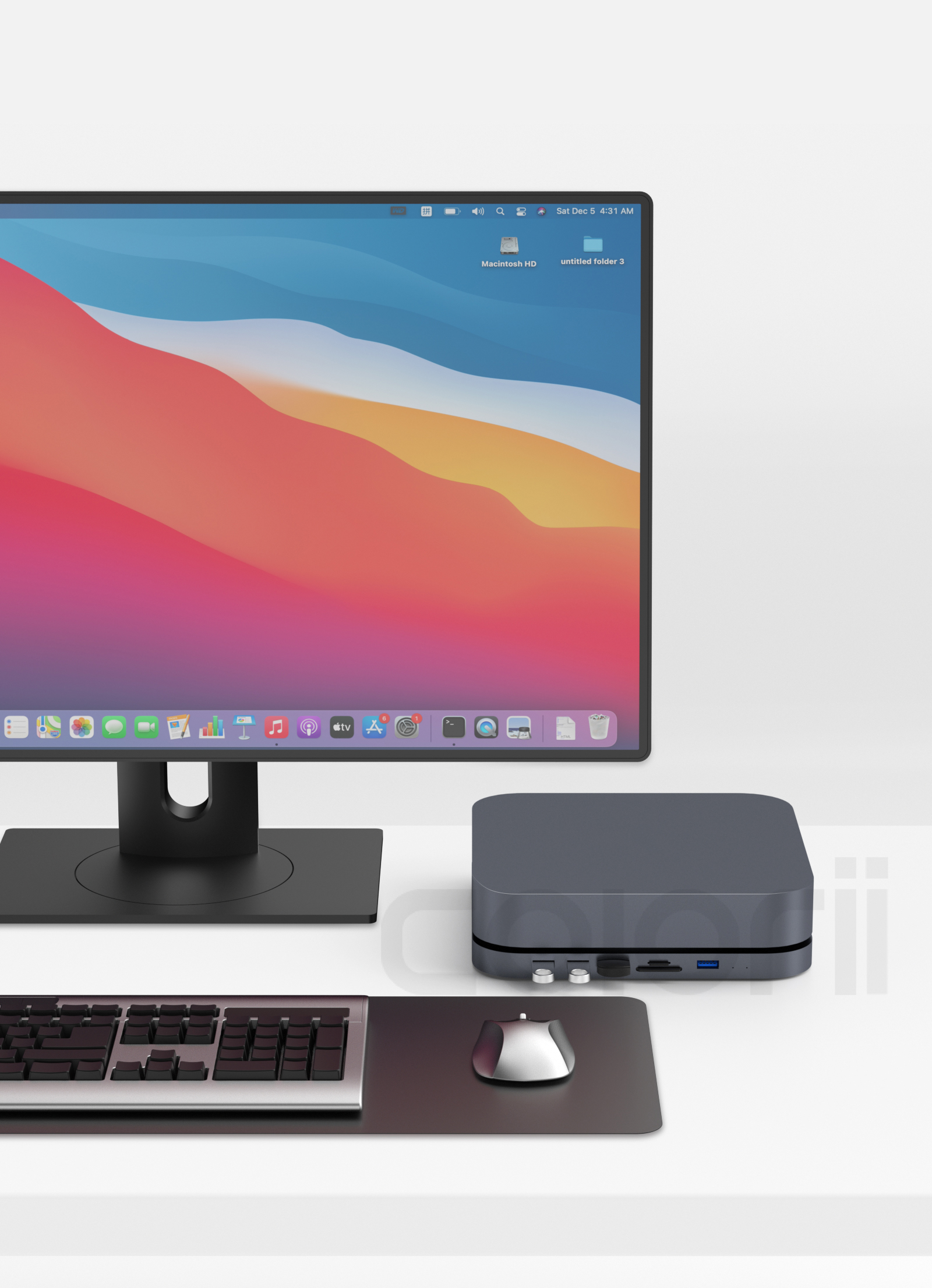 Colorii USB C Hub for Mac mini M1/M2 with HDD Enclosure 2.5 SATA NVME M.2 SSD HDD Case to USB C Gen 2 SD/TF docking station. 