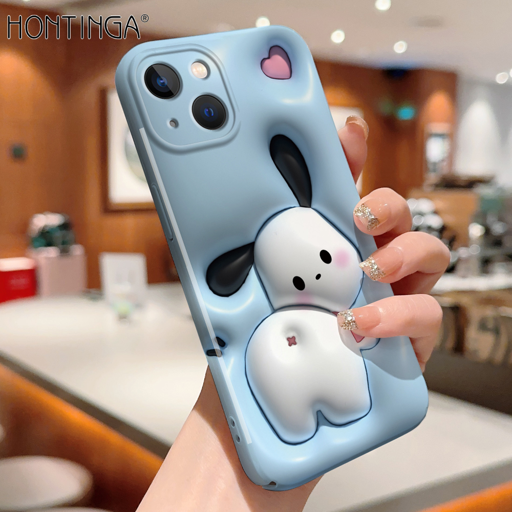 Hontinga for iPhone 14 Back Cover Cool Cute Kuromi All-inclusive Film Hard Phone Case Camera Protection Mobile Cover