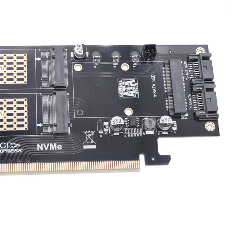 3 in 1 Desktop Computer Riser Card PCIE X16 to M.2 M Key NVME SSD M.2 B Key SATA SSD Adapter Card. 