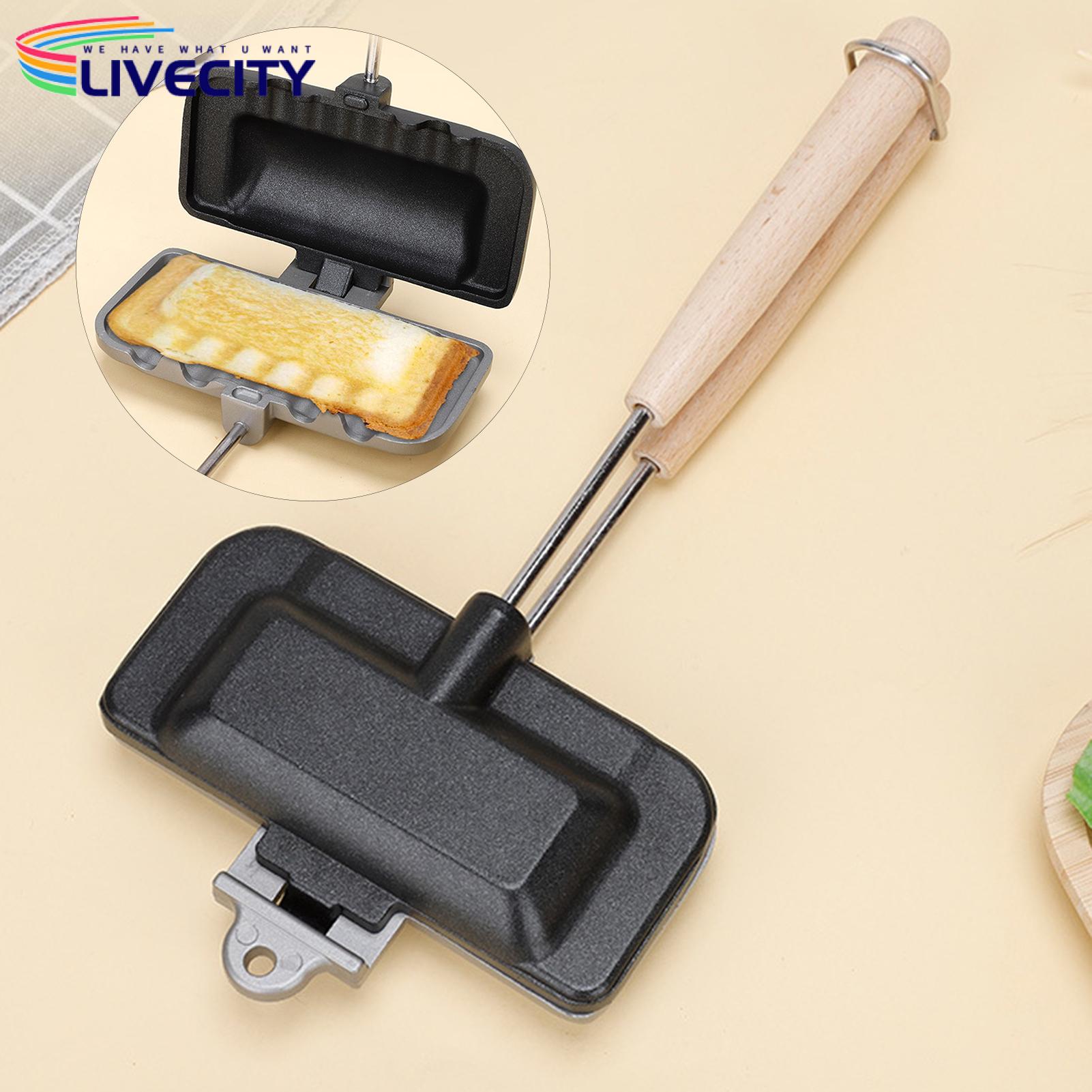 Sandwich Baking Pan Ergonomic Handle Sandwich Baking Pan with Removable Handle. 
