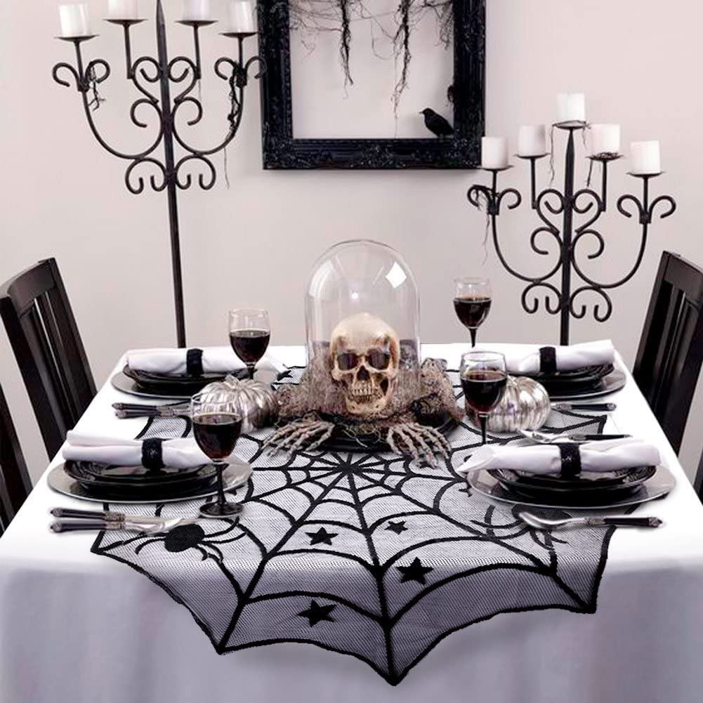 Halloween Spider Web Round Tablecloth Pentagram Spider Tablecloth Family Dining Room Tablecloth Decorative Cloth Halloween Decorative Cloth. 