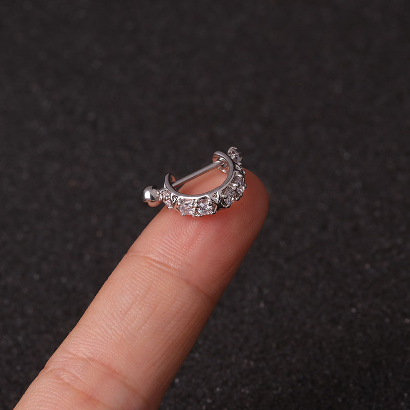 【DATA FROG Global MALL】(NEW)1Pc Stainless Steel Barbell With Cz Hoop Helix Rook Lobe Earring Ear Piercing Jewelry