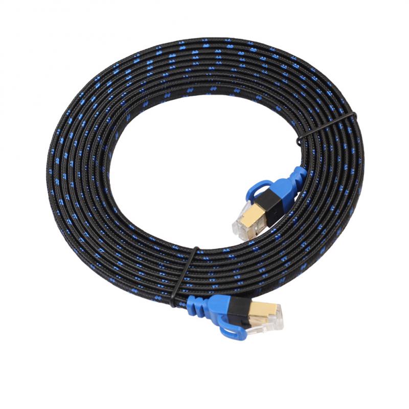 CAT7-2 Flat 10G Network Cable 10G Double Shielded Pure Copper Network Cable RJ45 Ethernet High Speed Patch Cord Laptops Cable. 