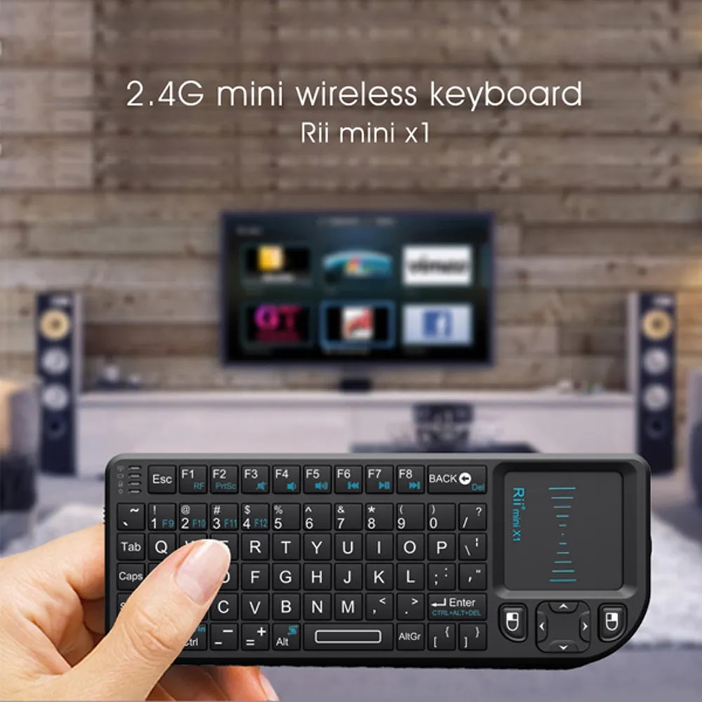Rii X1 2.4GHz Mini Wireless Keyboard English/ES/FR Keyboards with TouchPad for Android TV Box/PC/Laptop. 