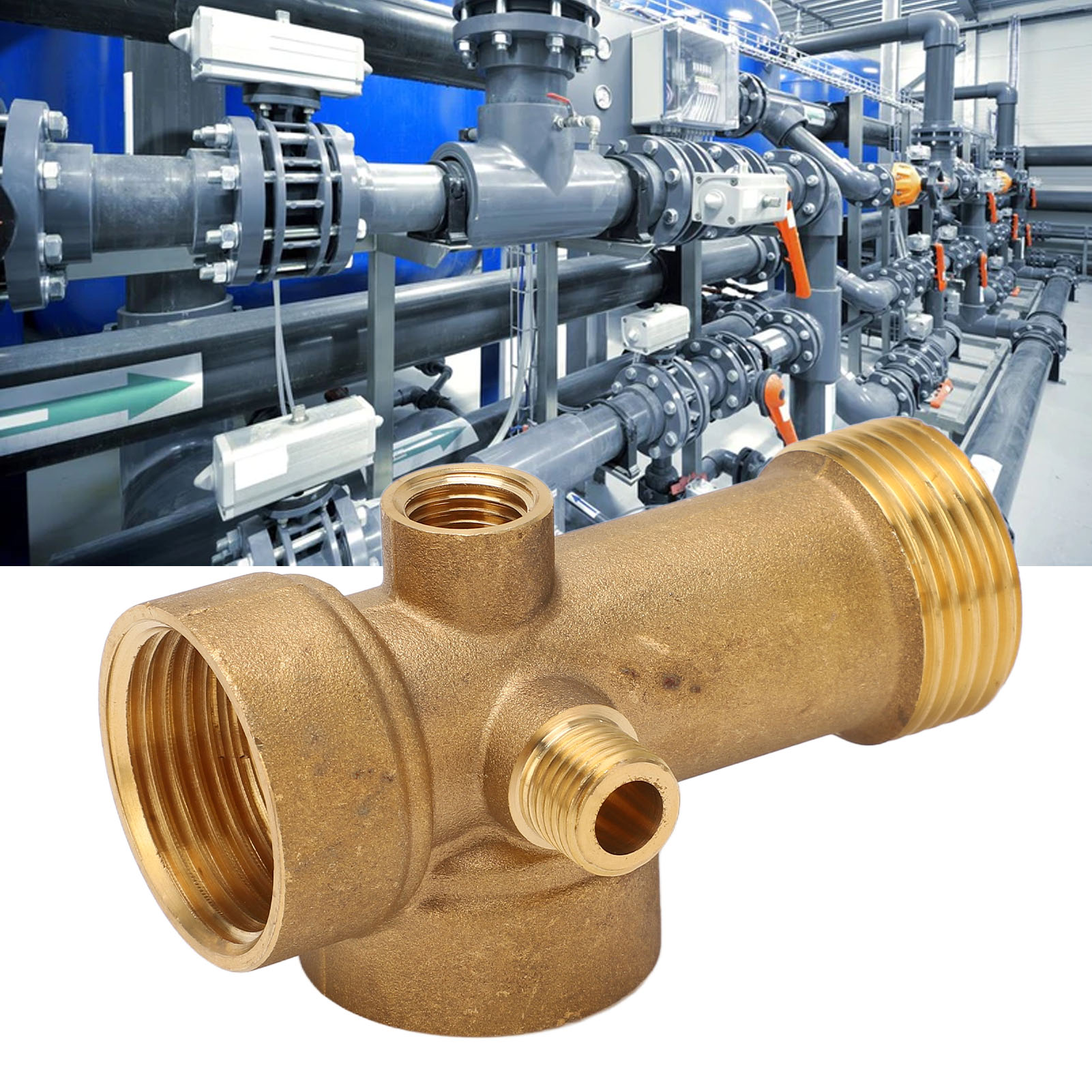 Pipeline Connector, Brass Water Pipe Fitting 5 Way for Oil. 