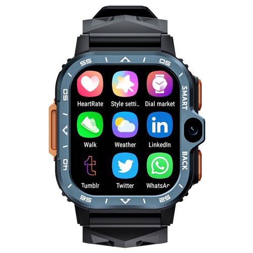 LOKMAT APPLLP 4 MAX Android Smartwatch Fitness Tracker, 2.02'' TFT Touch Screen, 2GB RAM 16GB ROM, Dual Camera - Black
