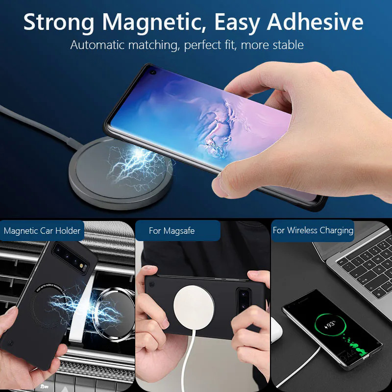【NShisasN】For Samsung Galaxy S9 S10 Plus Frameless Magnetic Magsafe Slim Case For Samsung S10Plus S9Plus Wireless Charging Hard Back Cover. 
