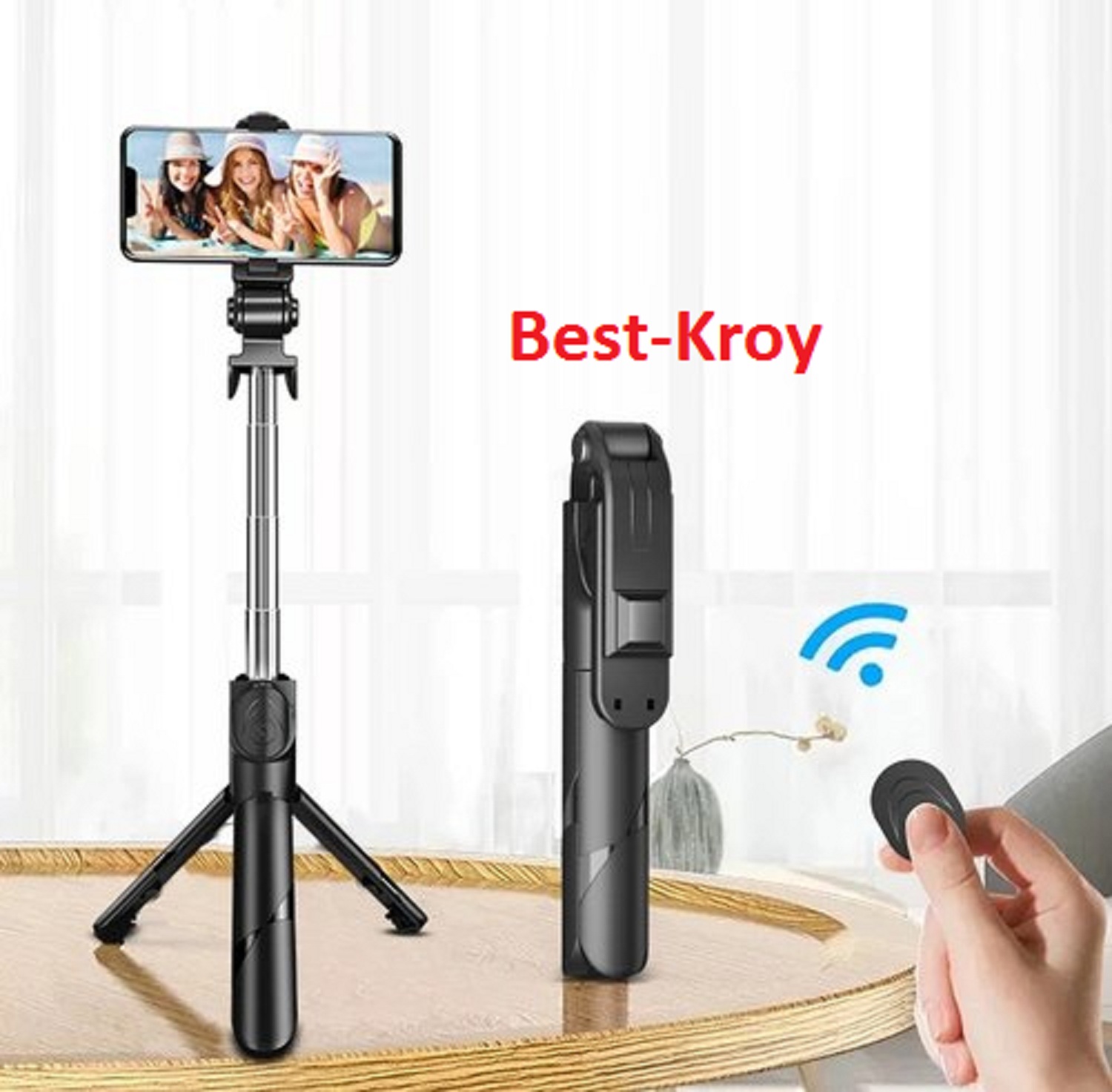 XT02 Bluetooth Extendable Selfie Stick with Wireless Remote for Making TikTok, Vlog Videos and Tripod Stand Selfie Stick for for Mobile and All Smart Phones - Mobile Stand. 