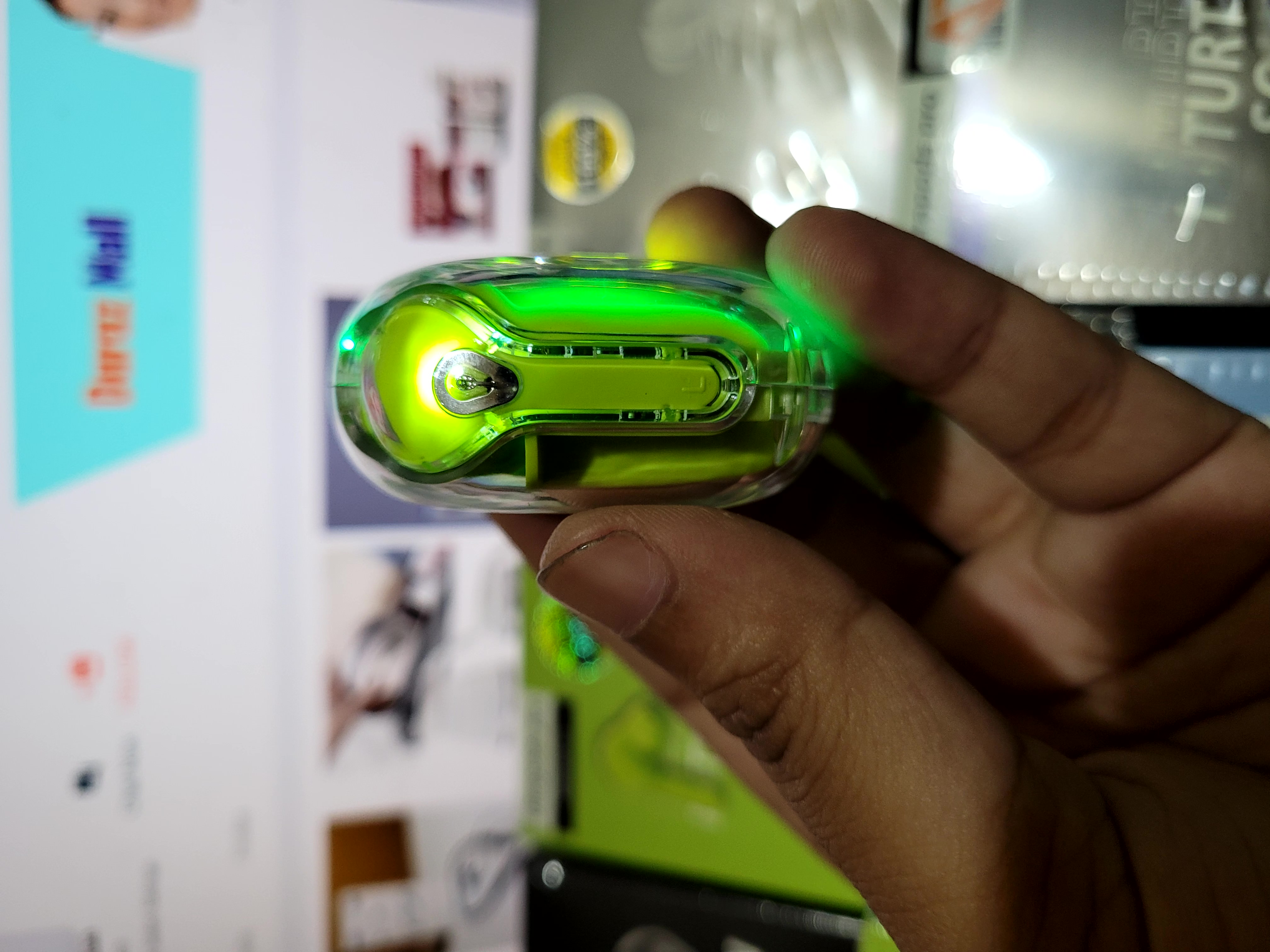 Ultrapods Pro True Wireless Earbuds with Display Transparent Design, Bluetooth 5.3 Water Proof Green colour. 