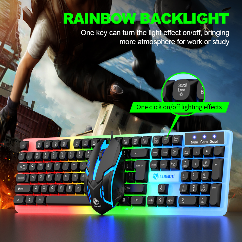 LIMEIDE GTX350 Series Wired 104 Keys Membrane Keyboard Many Kinds of Colorful Lighting Gaming and Office For Windows and IOS. 