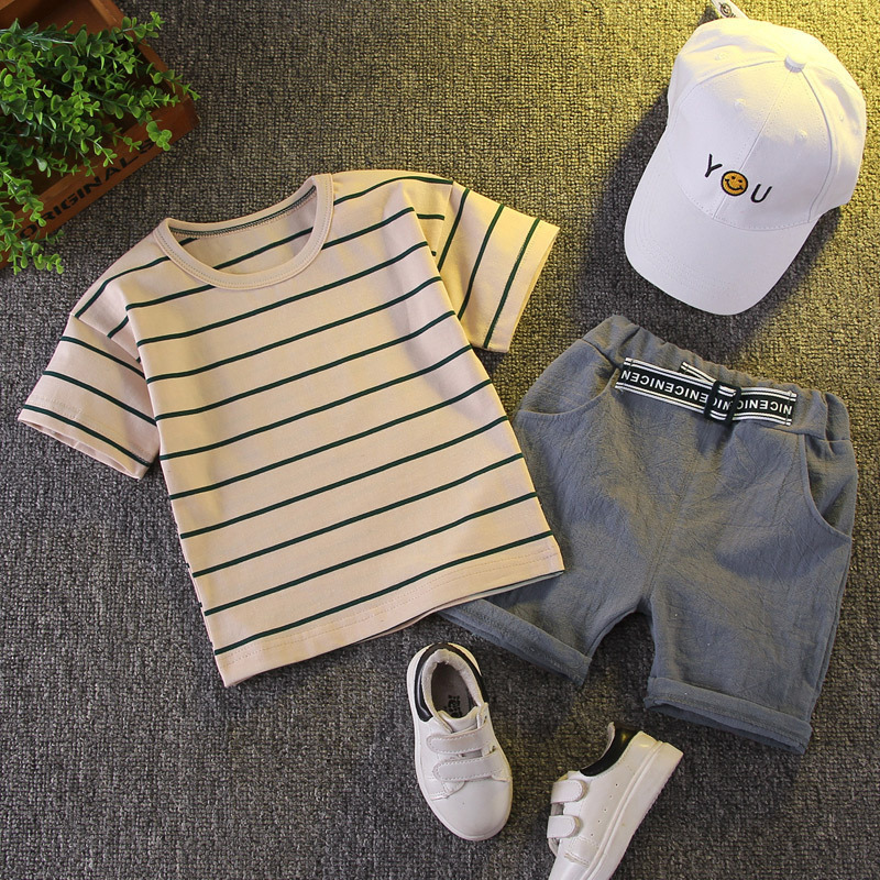 fashion casual 0-5 years baby boys short-sleeved suits cotton shirt short-sleeved + sports shorts sets summer