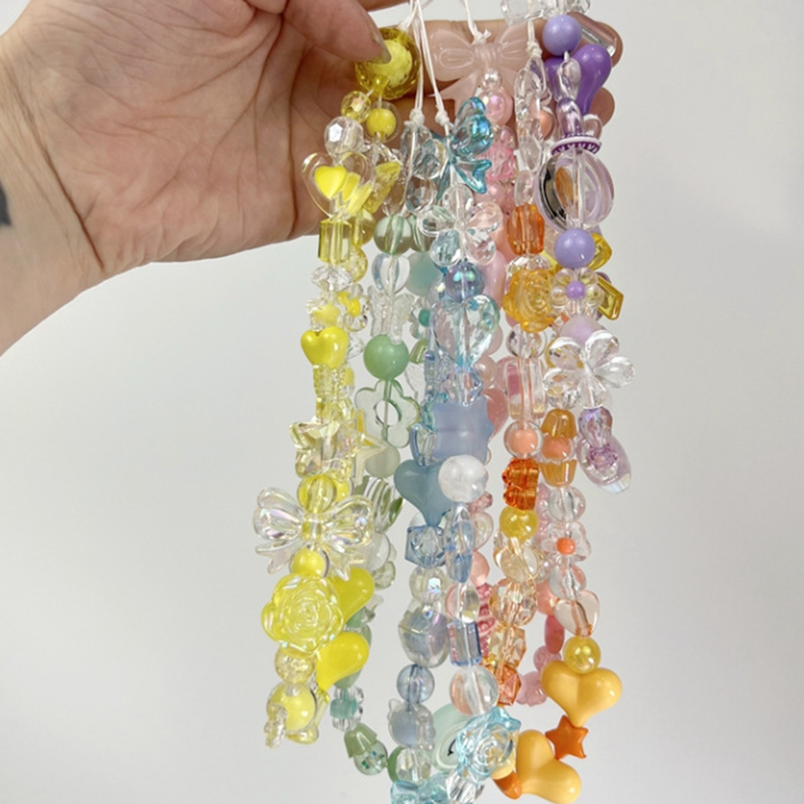DIY Craft Beads Flower Multi-color Transparent Loose Beads. 