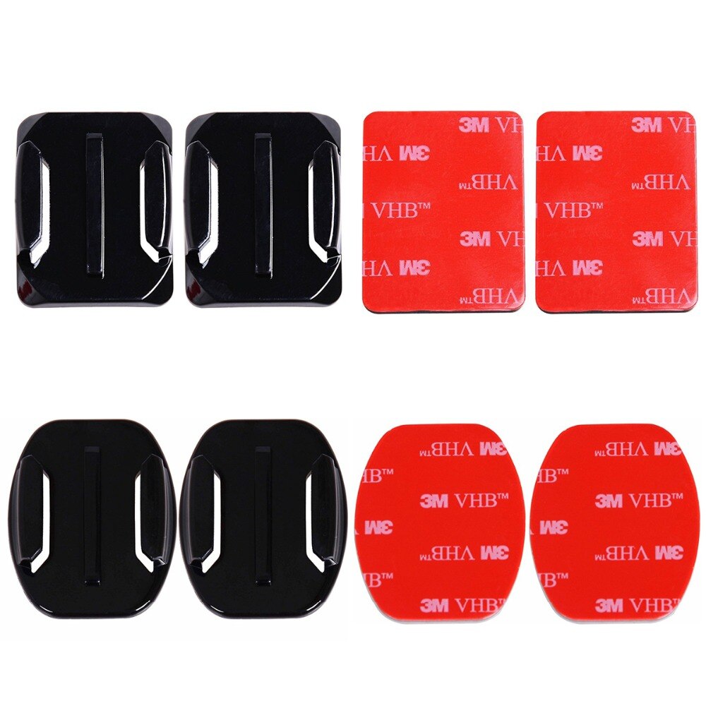 【VisioN Shop】4PCS Flat Curved Mount Set Sticker Adhesive Gopro 5 4 3+ SJCAM Xiaomi Yi Camera For Go pro Accessories. 