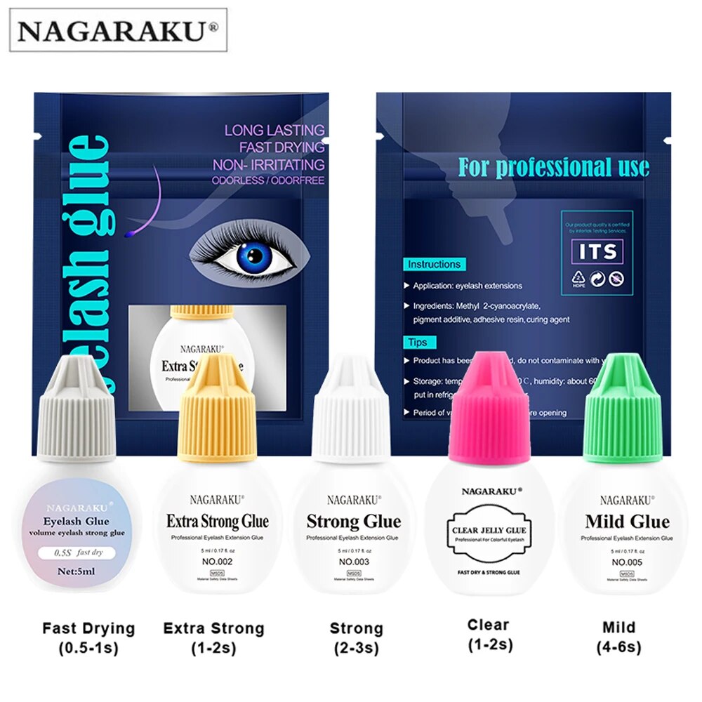 NAGARAKU Eyelash Glue Makeup Grease Proof False Eyelash Glue Quick Drying Waterproof Greaseproof Non Irritation Low Odor. 