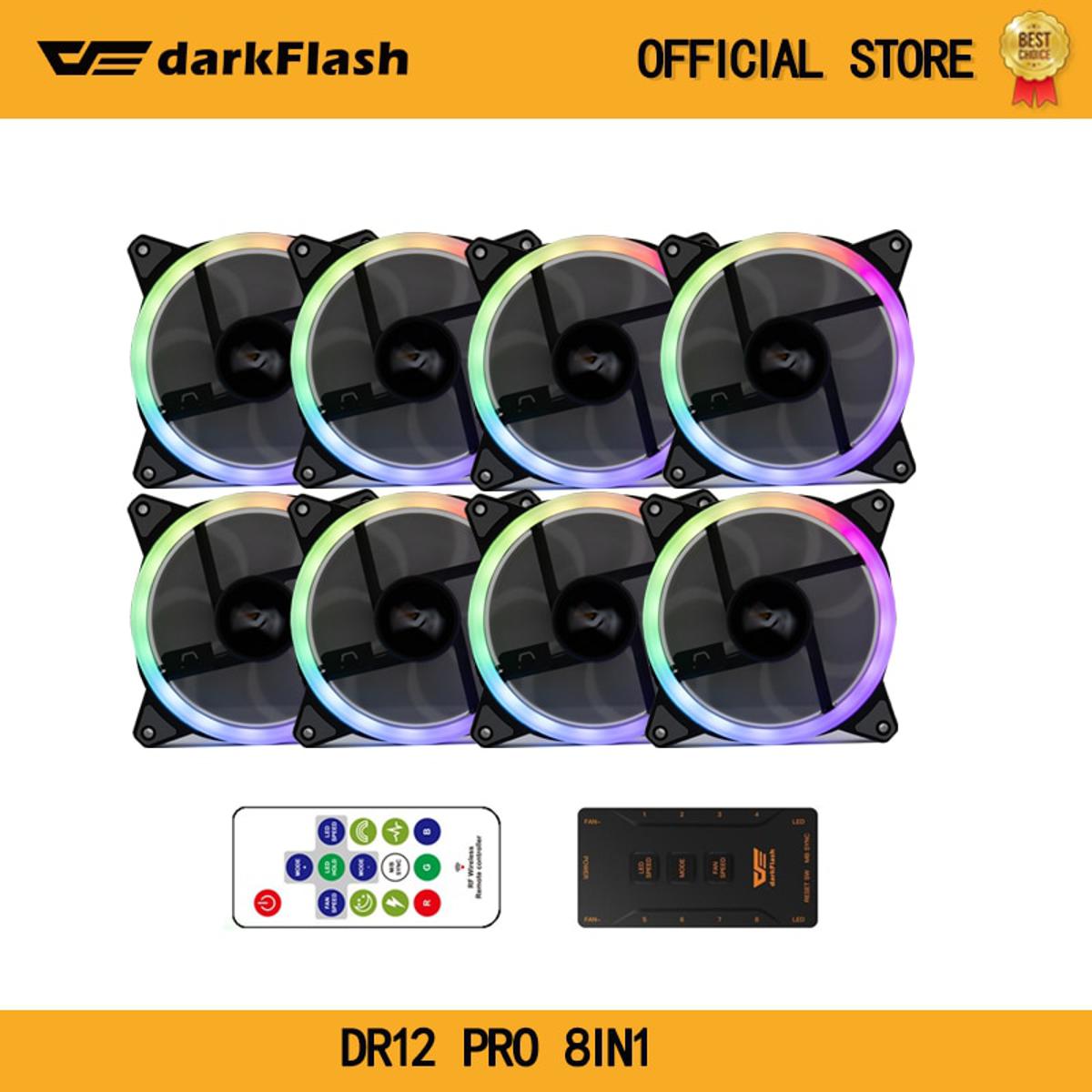DarkFlash Aurora DR12 Pro 120mm RGB LED pc computer Case Fan Radiator water cooling cpu cooler argb fan heatsink 12cm ventilado-8fans and controller