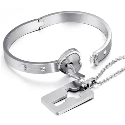 2pcs a couple lovers jewelry love heart lock store bracelet