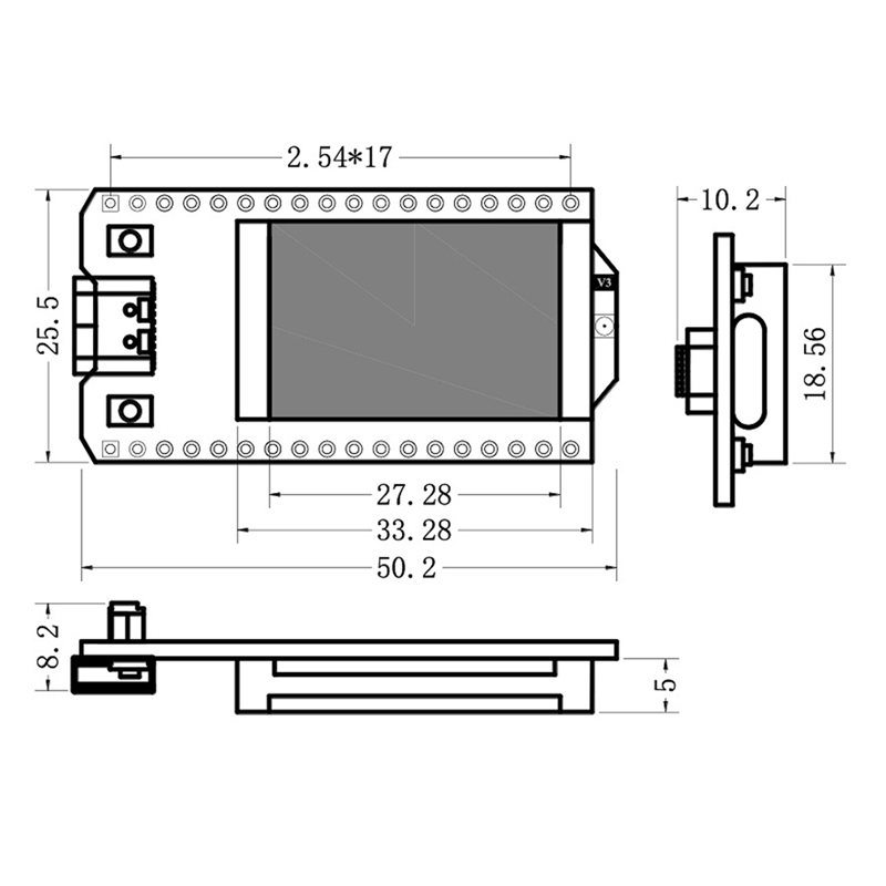 2Set 868-915MHz SX1262 ESP32 LoRa 0.96 Inch Blue OLED Display WIFI Lora 32 V3 Development Board for Easy to Use. 