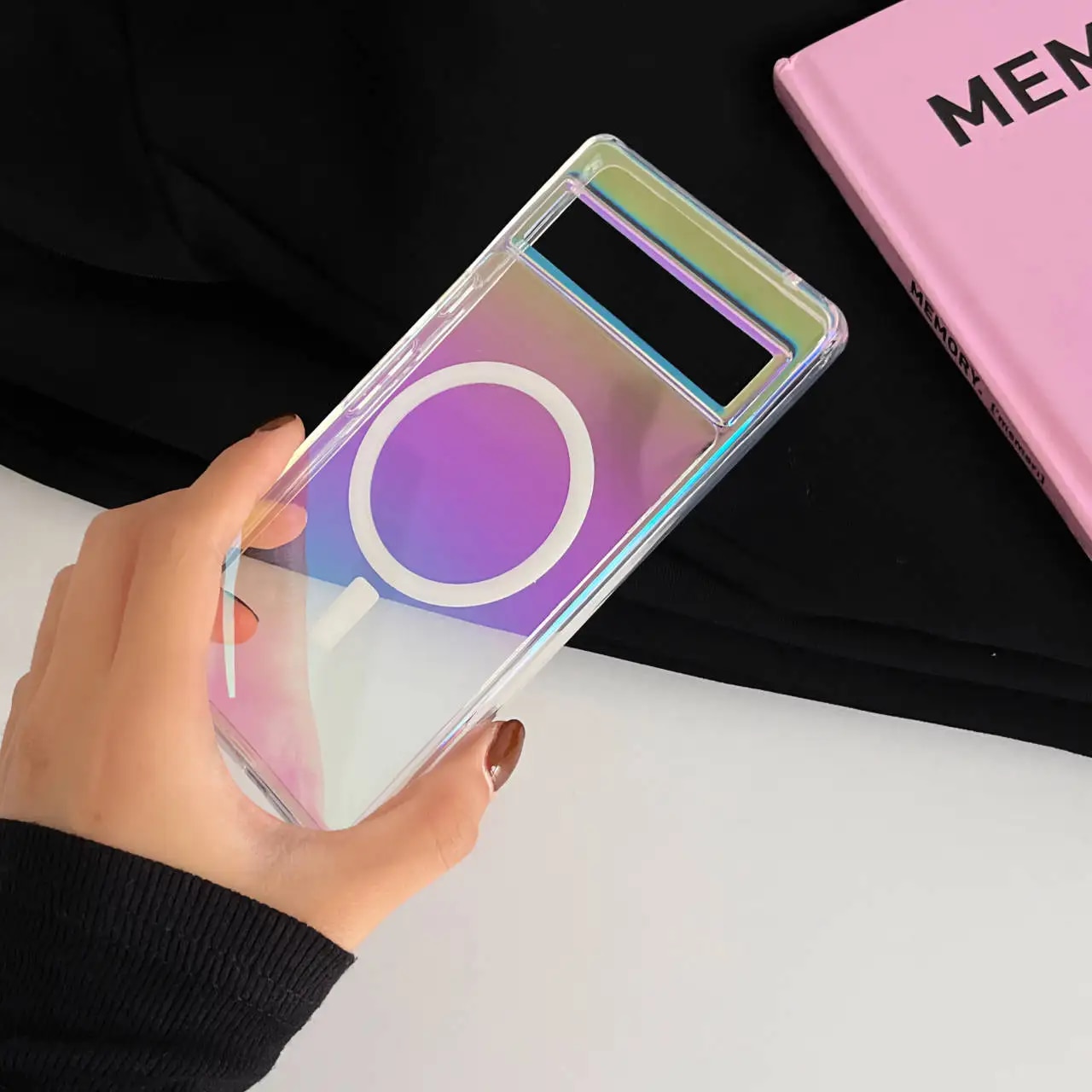 For Google Pixel 8 7 Pro 7A 5G Magsafe Case Laser Gradient Transparent Magnetic Wireless Charging Silicone Shockproof Hard Cover. 