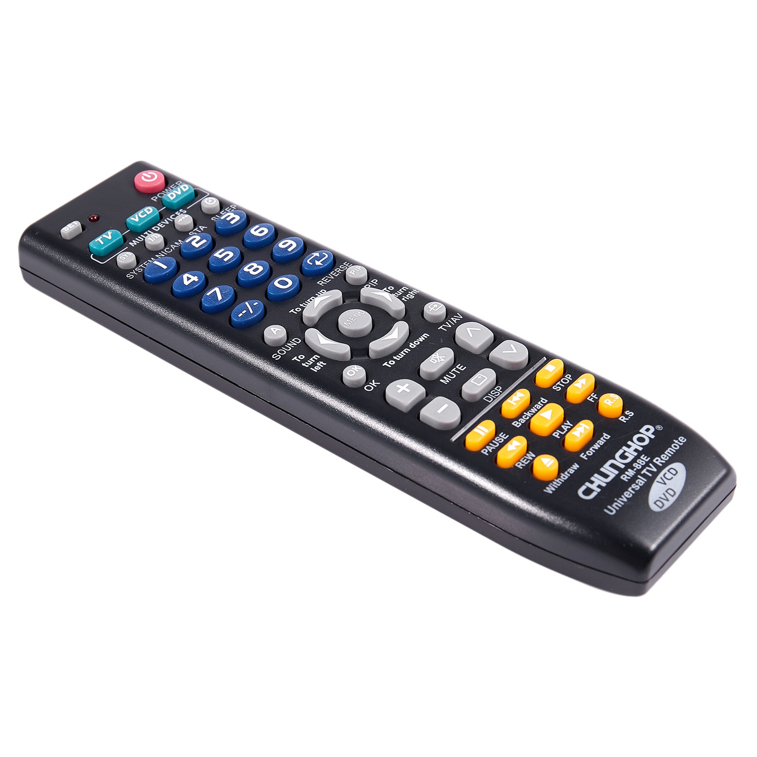 CHUNGHOP Universal Remote Control 1PCS RM-88E TV/VCD/DVD 3 in 1 USE FOR SONY SAMSUNG TOSHIBA PANASONIC SANYO SHARP LG AIWA 3D SMART TV. 