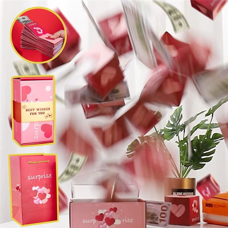 Exploding Gift Box Money Up Surprise Birthday Prank Box Chinese Red Envelope Easy to Use A. 