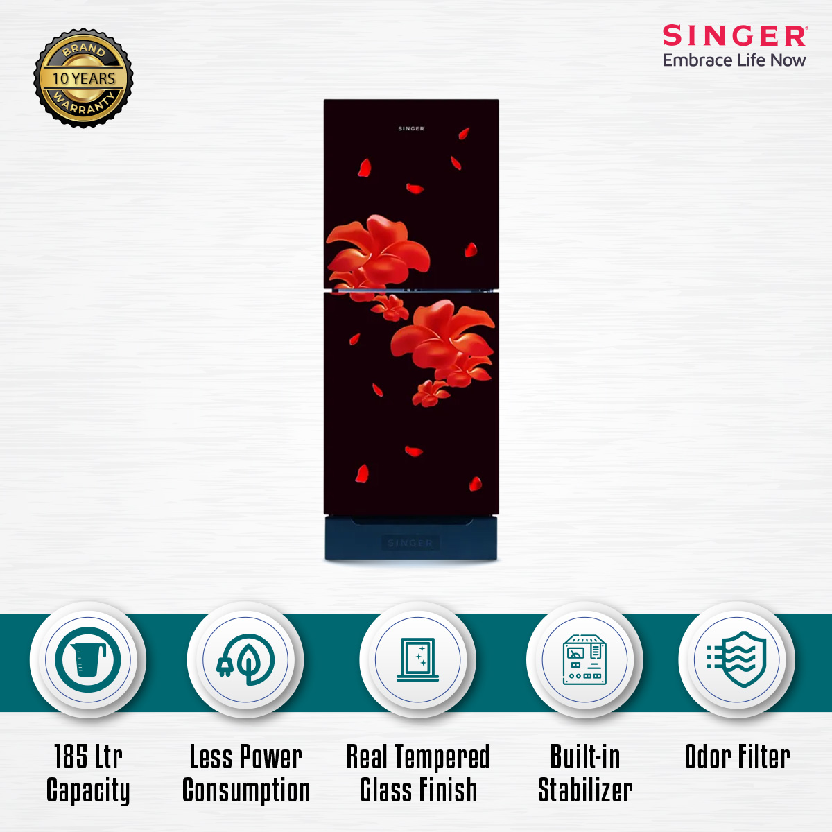 singer 198 ltr refrigerator red