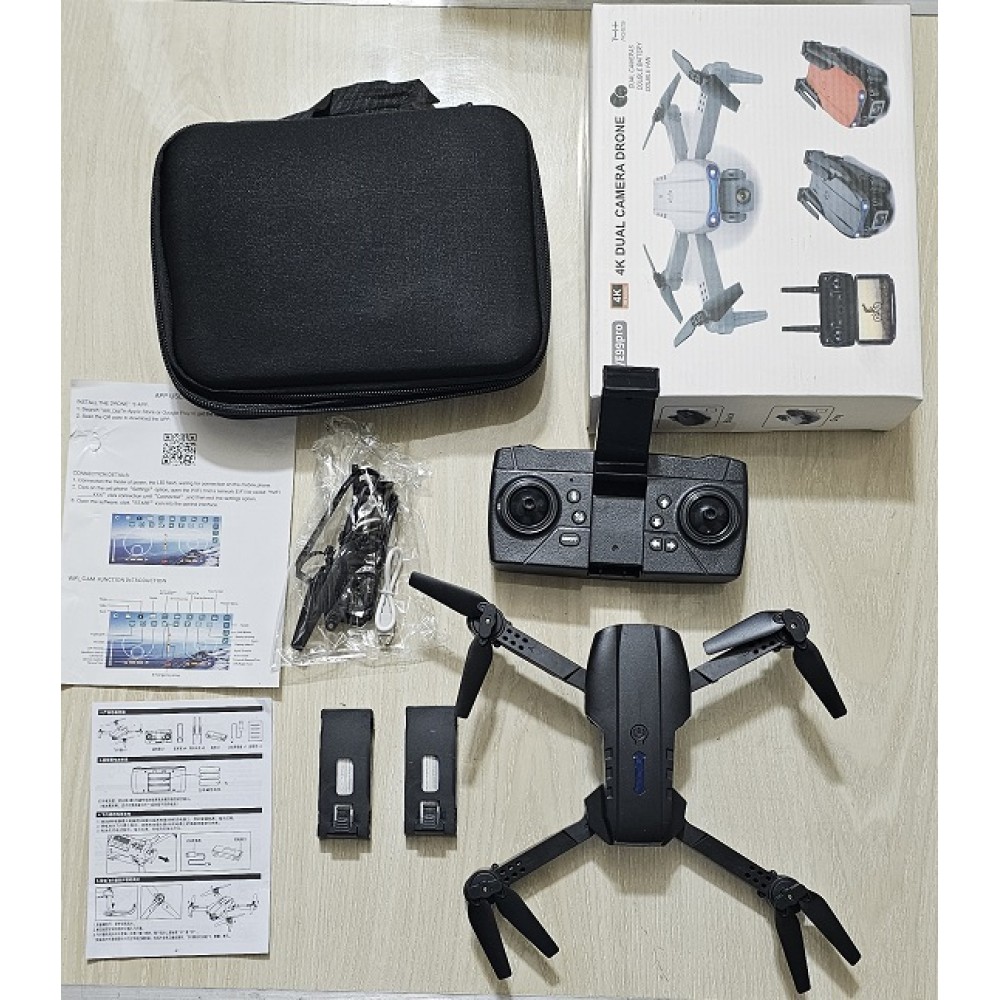 E99 PRO 4K WiFi Drone Dual Camera Dual Battery Foldable Drone. 