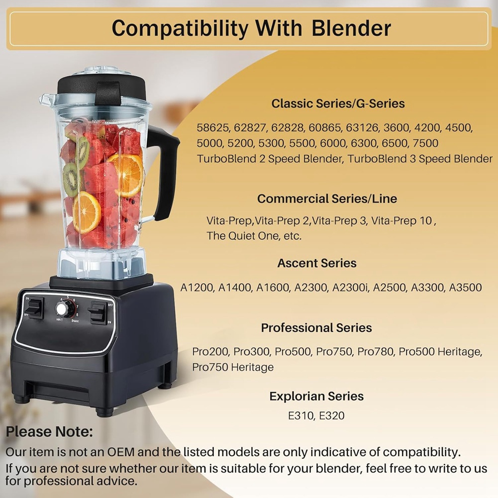 For 64OZ Blender Pitcher Replace 5200 5000 6500 7500. 