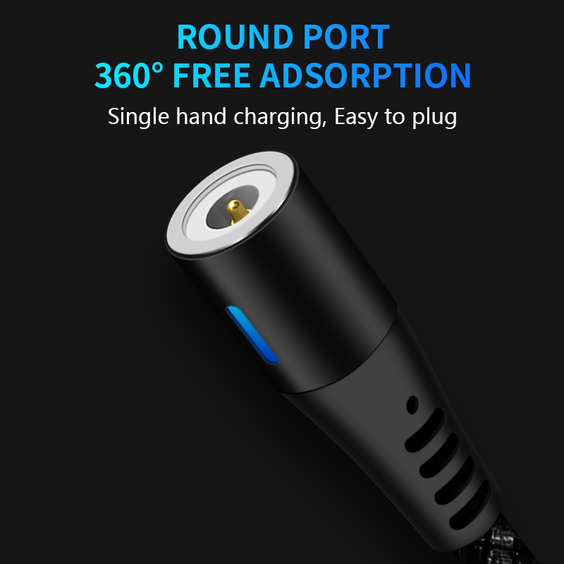 AUFU 360 Degree Rotation Magnetic Charger Cable USB Micro Type C Fast Charging Cable with LED Light Magnet Charger Cable for Android. 