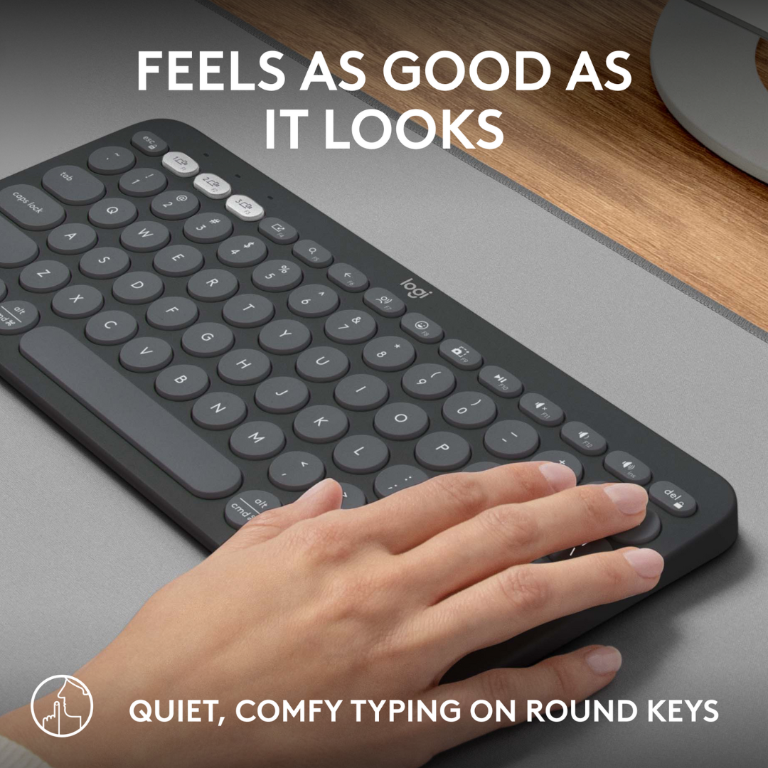 Logitech Pebble Keys 2 K380s, Multi-Device Bluetooth Wireless Keyboard with Customisable Shortcuts, Slim and Portable, Easy-Switch for Windows, macOS, iPadOS, Android, Chrome OS. 
