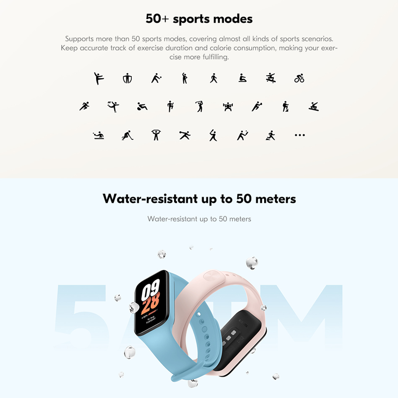 Xiaomi Mi Band 8 Active Global Version Smart Bracelet 8 Color LCD Display 50+ Sport Blood Oxygen Monitor Wristband VS Mi band 2. 