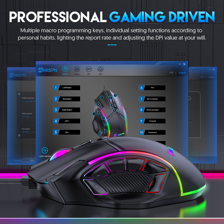 PUBG Pen PC mac grade for ght MaRGB Li12 programmable macro RGB12800DPI Free Heavy Gaming Mouse Keys Gaming Mouse x to 6 notebook computers. 